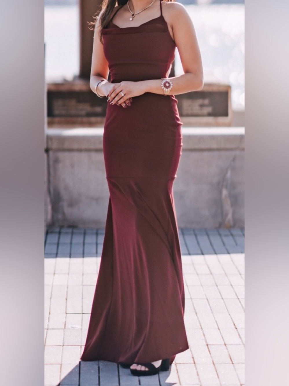 Windsor Wine Backless Maxi Dress